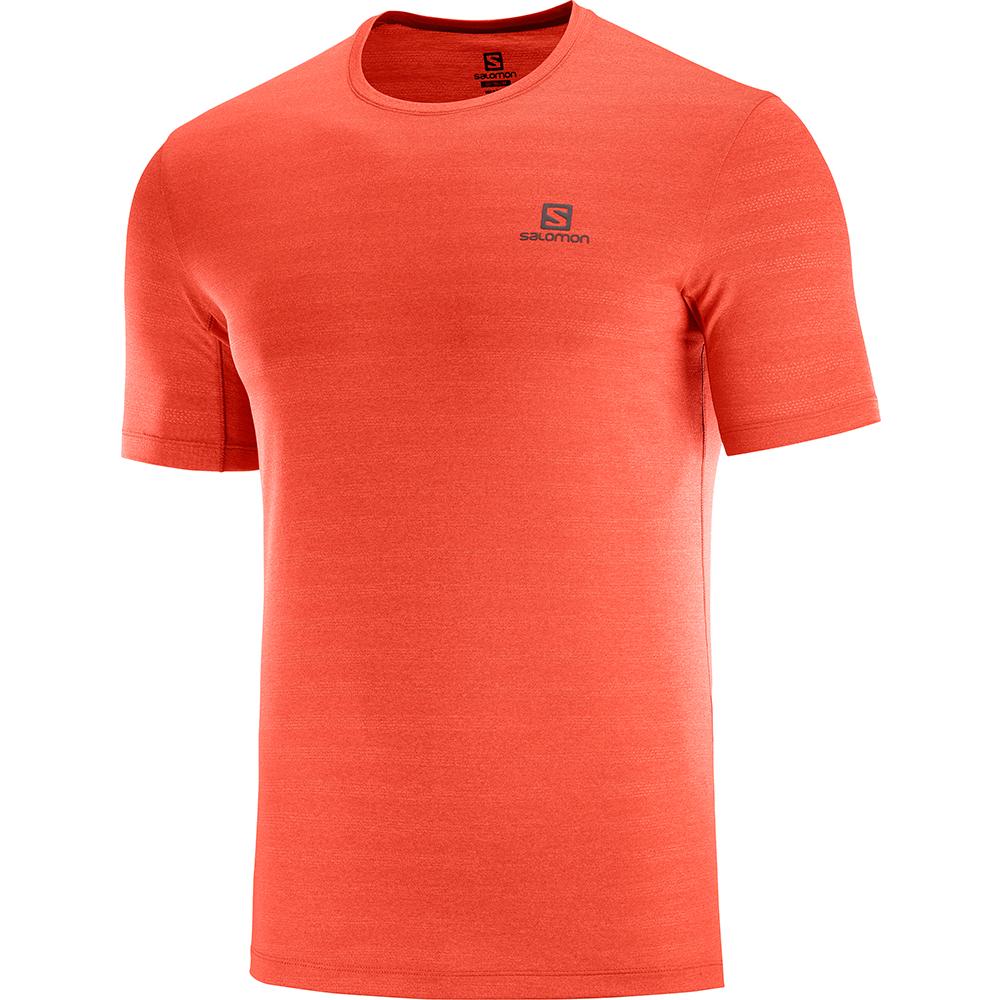 Salomon Singapore Mens T-shirts - XA M Orangered | 74891-YHKF